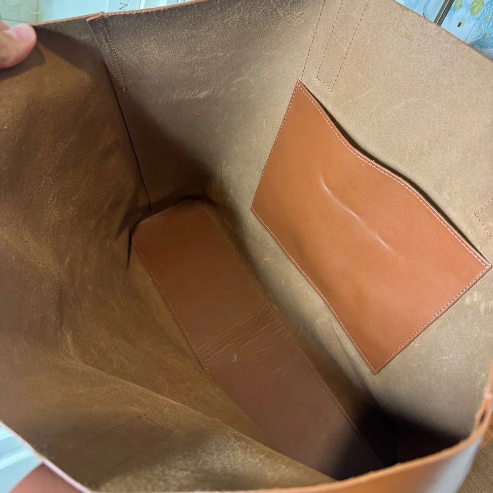 Everlane Day Market Tote Cognac Brown Leather Shoulder Bag Made in Italy